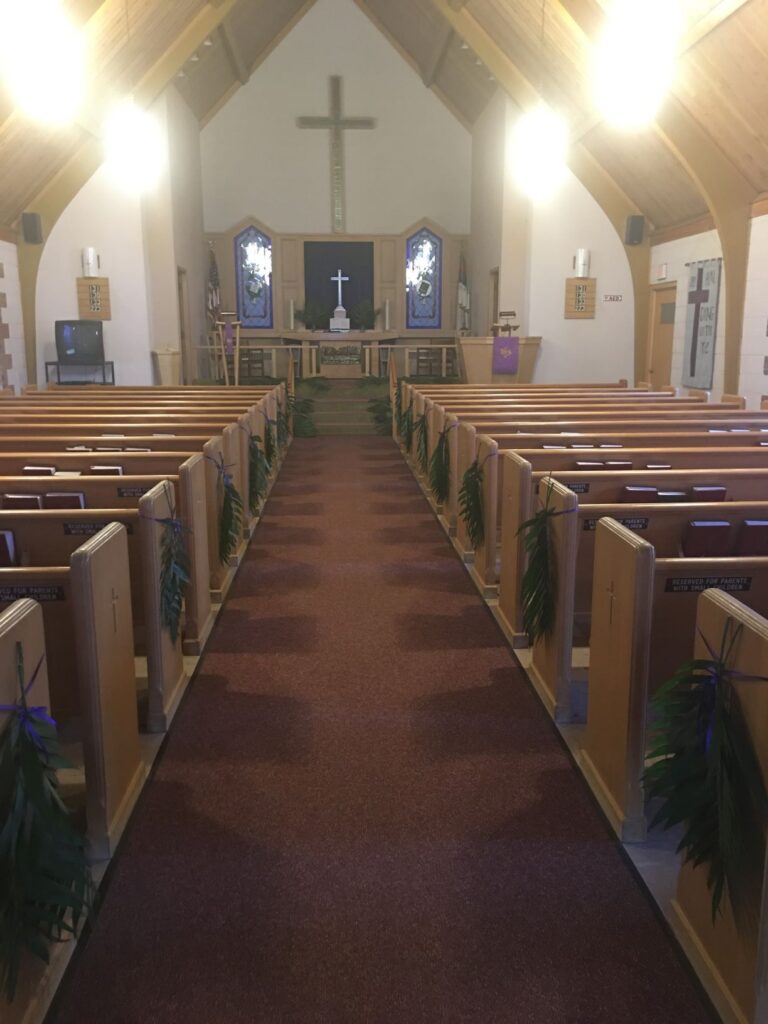 Alternate interior picture of the church, taken from the back row of the Sanctuary.